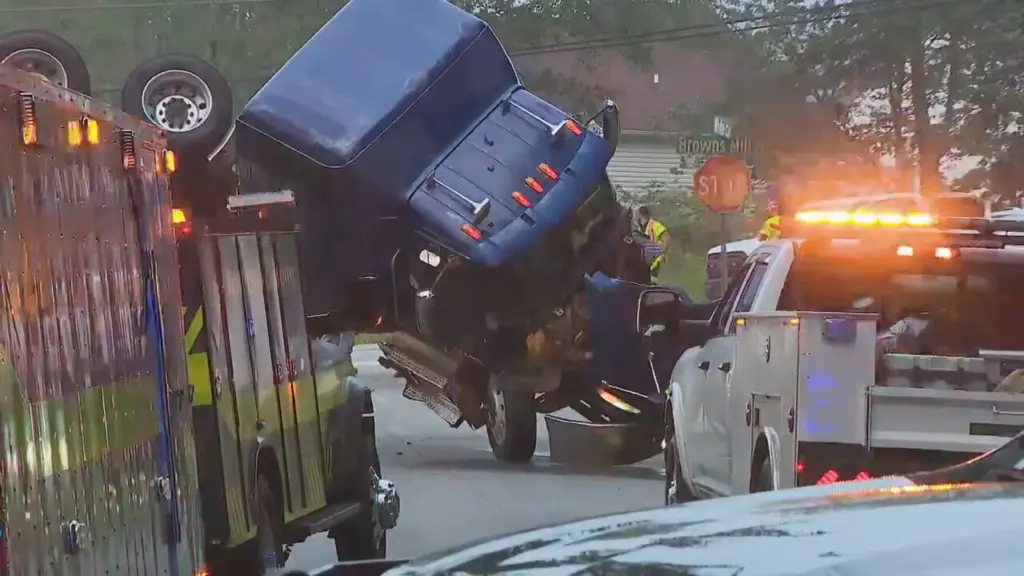 Rhino Services environmental support truck at an overturned diesel tanker response in DeKalb County